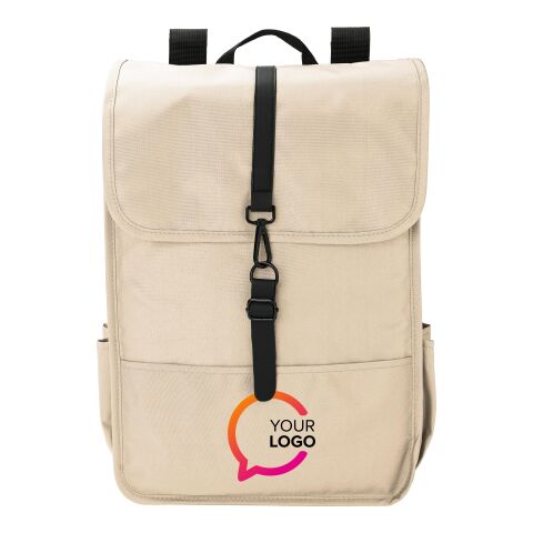 Sac à dos avec rabat en polyester rPET Lyric beige | sans marquage | non disponible | non disponible