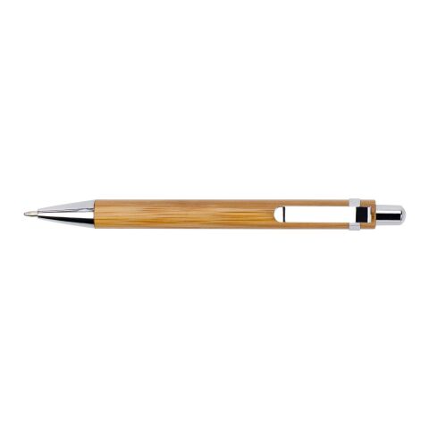 Stylo bille en bamboo et métal, mine bleue. marron