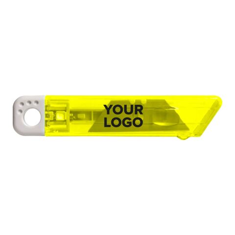 Cutter publicitaire en plastique translucide bleu