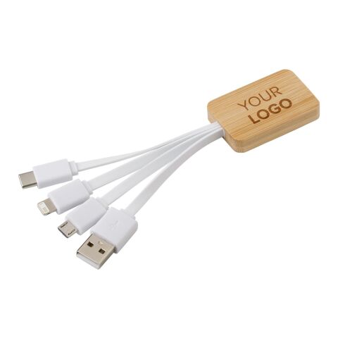 Câble de charge en bambou blanc