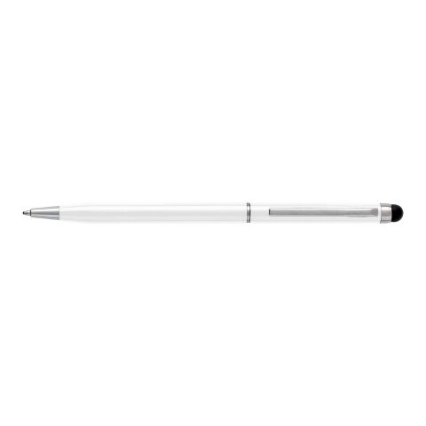 Stylo bille en métal avec stylet écran tactile blanc