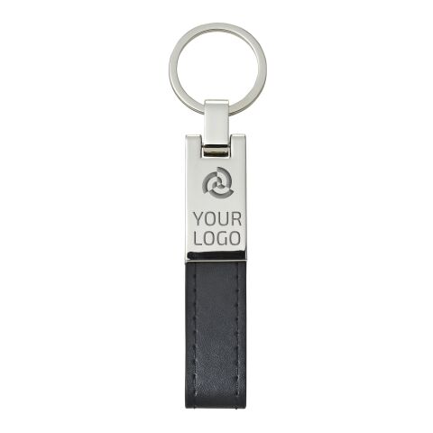 Porte-clés en métal et PU. noir