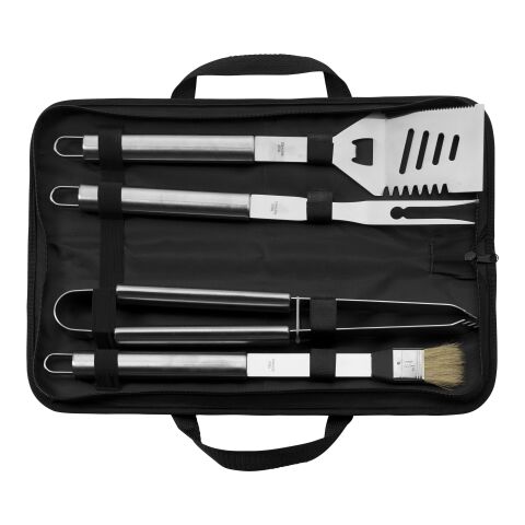 Set barbecue dans une pochette zippée en nylon noir | sans marquage | non disponible | non disponible
