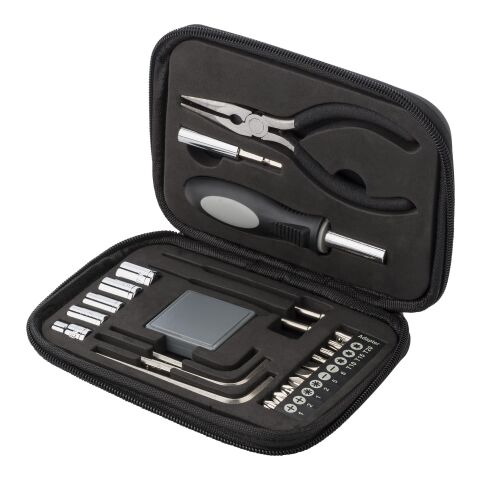 Boîte à outils de 23 pièces dans un étui zippé en PU. noir | sans marquage | non disponible | non disponible