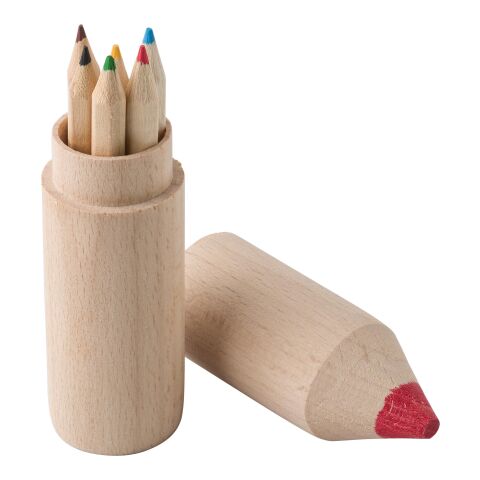Tube en bois de 6 crayons marron | sans marquage | non disponible | non disponible