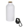 Bouteille d’eau Oregon de 400 ml en acier inoxydable recyclé à simple paroi certifié RCS avec mousqueton (impression par sublimation) blanc | sans marquage | non disponible | non disponible