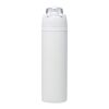 Bouteille d'eau Theron 800 ml en acier inoxydable à simple paroi recyclé RCS, avec bouchon à double fonction et paille rabatt blanc
