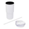Gobelet isotherme à double paroi Westin 540 ml en RCS recyclé, avec paille blanc