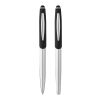 Parure stylo à bille et roller avec stylet Geneva Standard | Argent-Noir | sans marquage | non disponible | non disponible