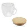 Tasse en verre Lenora de 250&nbsp;ml avec couvercle en bambou Standard | Blanc | sans marquage | non disponible | non disponible