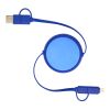 Câble rétractable 5 en 1 Alasia de 100&nbsp;cm en plastique recyclé et aluminium pour la synchronisation des données et la charge rapide de 45&nbsp;W Standard | Bleu royal | sans marquage | non disponible | non disponible