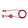 Câble 5 en 1 Alasia en aluminium et plastique recyclés de 150&nbsp;cm pour la synchronisation des données et la charge rapide de 27 W Standard | Rouge | sans marquage | non disponible | non disponible