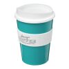 Gobelet Americano® medio 300 ml avec bandeau antidérapant Bleu aqua-Blanc | sans marquage | non disponible | non disponible