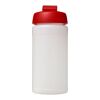 Bouteille Baseline® Plus de sport avec couvercle à clapet - 500 ml Blanc-Rouge | sans marquage | non disponible | non disponible