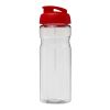 Bouteille H2O Eco de sport avec couvercle à clapet - 650 ml Translucide-Rouge | sans marquage | non disponible | non disponible