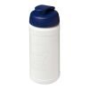 Bouteille de sport Baseline Rise de 500&nbsp;ml recyclée avec couvercle rabattable Blanc-Bleu | sans marquage | non disponible | non disponible