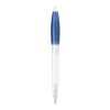 Stylo Bio-S! Clear transparent Bleu / Blanc | Sérigraphie 1 couleur | à 270 degrés du clip | 40 mm x 25 mm | non disponible