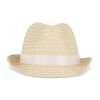 Chapeau de paille végétal avec bande colorée Blanc | sans marquage | non disponible | non disponible