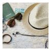 Chapeau de paille végétal avec bande colorée Noir | sans marquage | non disponible | non disponible