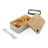Boîte à lunch en rPP RCS et couvercle en bambou blanc | sans marquage | non disponible | non disponible