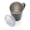 Mug moderne en acier inoxydable recyclé RCS avec couvercle antracite | sans marquage | non disponible | non disponible