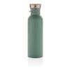 Bouteille en acier inoxydable avec couvercle en bambou vert | sans marquage | non disponible | non disponible