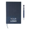 Set de cuaderno de PU reciclado (A5) y bolígrafo Tarek bleu