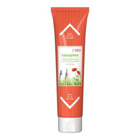 Tube de 100 ml - Baume pour les pieds &quot;Pin de montagne&quot; - FullbodyPrint blanc | Sur toute la surface du tube 