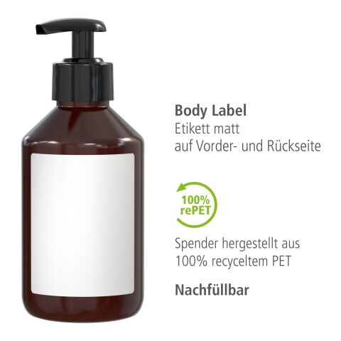 Distributeur 250 ml - Gel Douche Rosmarin-Gingembre - Body Label Brun | sans marquage