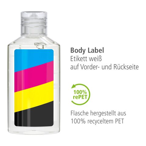 Bouteille de 50 ml - Gel pour le nettoyage des mains - Body Label Transparent | sans marquage