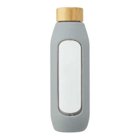 Bouteille Tidan de 600&nbsp;ml en verre borosilicate avec grip en silicone Standard | Gris | sans marquage | non disponible | non disponible