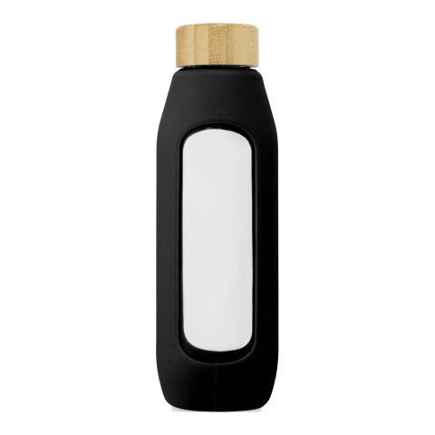 Bouteille Tidan de 600&nbsp;ml en verre borosilicate avec grip en silicone Standard | Noir | sans marquage | non disponible | non disponible