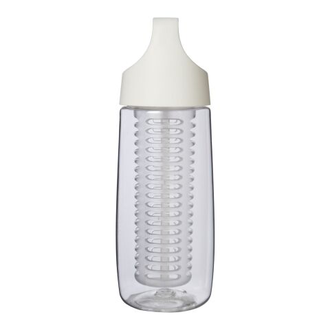 Bouteille de sport HydroFruit de 700 ml en plastique recyclé avec couvercle à bascule et infuseur Standard | blanc | Tampographie 1 couleur | Recto | 30 mm x 70 mm