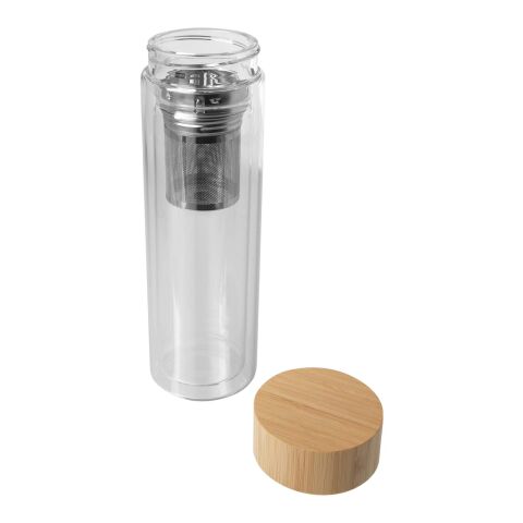 Bouteille à infusion Bailey en verre borosilicate de 400 ml avec couvercle en bambou Standard | Blanc | sans marquage | non disponible | non disponible