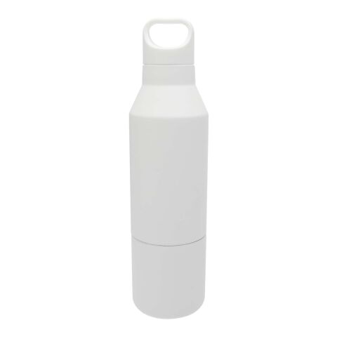Bouteille isotherme Odessy de 600 ml en acier inoxydable recyclé RCS avec gobelet de 300 ml Standard | Blanc | sans marquage | non disponible | non disponible