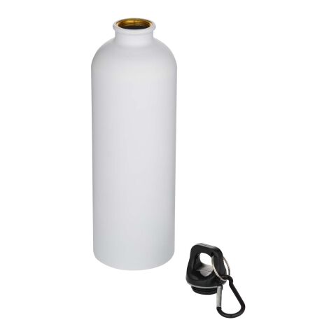 Bouteille d’eau Oregon de 750 ml en acier inoxydable à simple paroi certifiée RCS, recyclé mat avec mousqueton Standard | Blanc | sans marquage | non disponible | non disponible