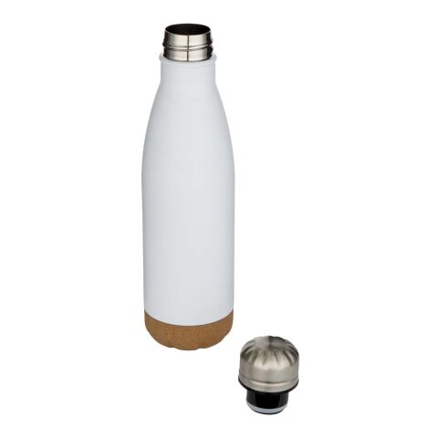 Bouteille d’eau Cove de 500&nbsp;ml en acier inoxydable isolée sous vide et à double paroi avec détails en liège Standard | Blanc | sans marquage | non disponible | non disponible