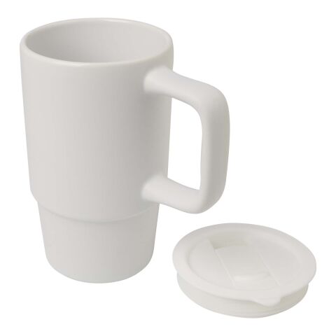 Mug Carter en céramique de 450 ml avec couvercle en plastique Standard | Blanc | sans marquage | non disponible | non disponible