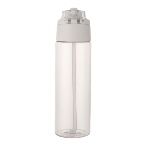 Bouteille d'eau Theron de 700 ml en plastique recyclé RCS, avec bouchon double fonction et paille rabattable blanc