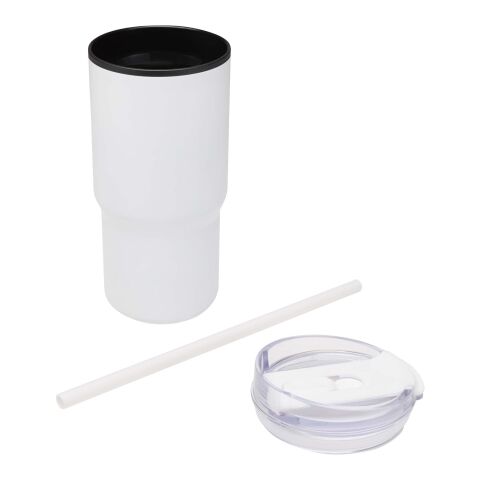 Gobelet isotherme à double paroi Westin 540 ml en RCS recyclé, avec paille blanc