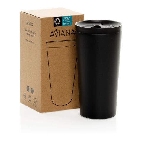 Mug 500ml en acier recyclé RCS Aviana™ Rowan noir | sans marquage | non disponible | non disponible