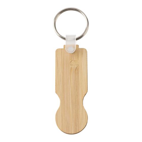 Porte-clés Ronan en bambou avec jeton pour chariot Standard | Naturel | sans marquage | non disponible | non disponible