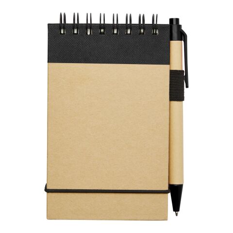 Bloc-notes à spirale recyclé avec stylo - pages lignées Standard | Naturel-Noir | sans marquage | non disponible | non disponible | non disponible