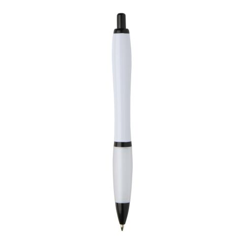 Stylo bille Nash en plastique recyclé avec garnitures noires (encre noire) Standard | Blanc | sans marquage | non disponible | non disponible