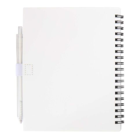 Ensemble carnet à couverture souple en plastique recyclé et stylo bille (encre bleue) Niove Standard | Blanc | sans marquage | non disponible | non disponible