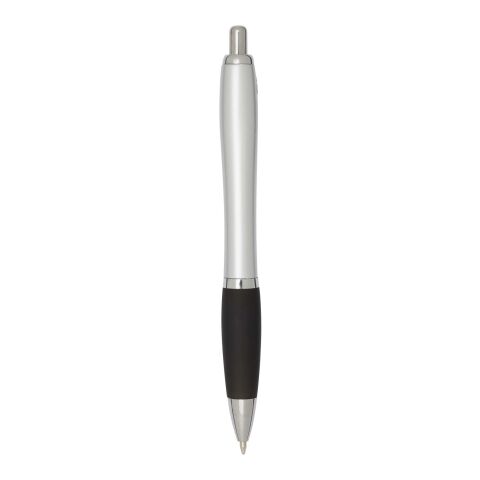 Stylo bille RCS en plastique recyclé avec corps argenté et grip coloré (encre noire) Nash Standard | Noir | sans marquage | non disponible | non disponible