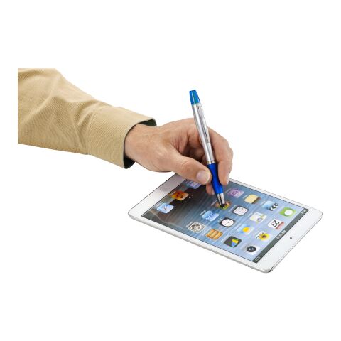 Stylo à bille avec fonction stylet et surligneur Nash Standard | Argent-Bleu royal | sans marquage | non disponible | non disponible