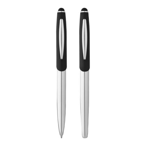 Parure stylo à bille et roller avec stylet Geneva Standard | Argent-Noir | sans marquage | non disponible | non disponible