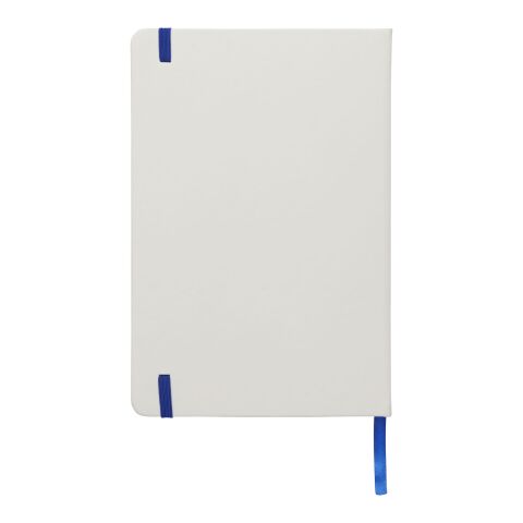Carnet de notes Spectrum blanc avec élastique coloré A5 - pages lignées Standard | Blanc-Bleu royal | sans marquage | non disponible | non disponible | non disponible