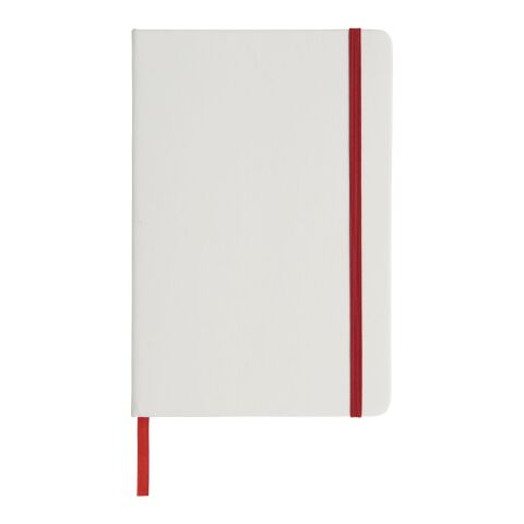 Carnet de notes Spectrum blanc avec élastique coloré A5 - pages lignées Standard | Blanc-Rouge | sans marquage | non disponible | non disponible | non disponible